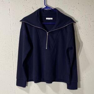 Navy Zip Funnel Neck Sweater